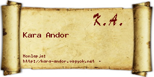 Kara Andor névjegykártya